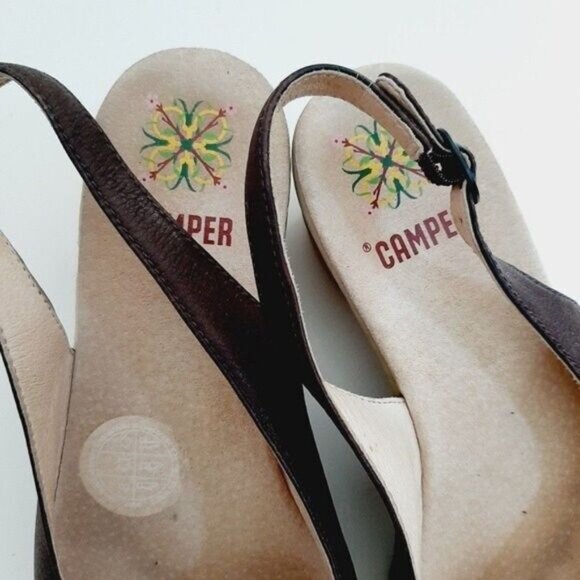 CAMPER Slingback Wedge Sandals Criss-Cross Brown Sz 5.5 - Picture 13 of 15
